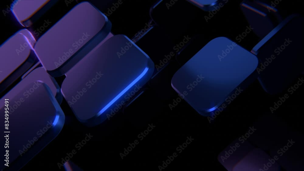 Poster conception dark background design, cube square abstract geometric blocks, 3d render