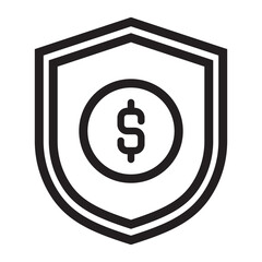 Investmen Money Guard Icon, Line Art Style Design Isolated On White Background
