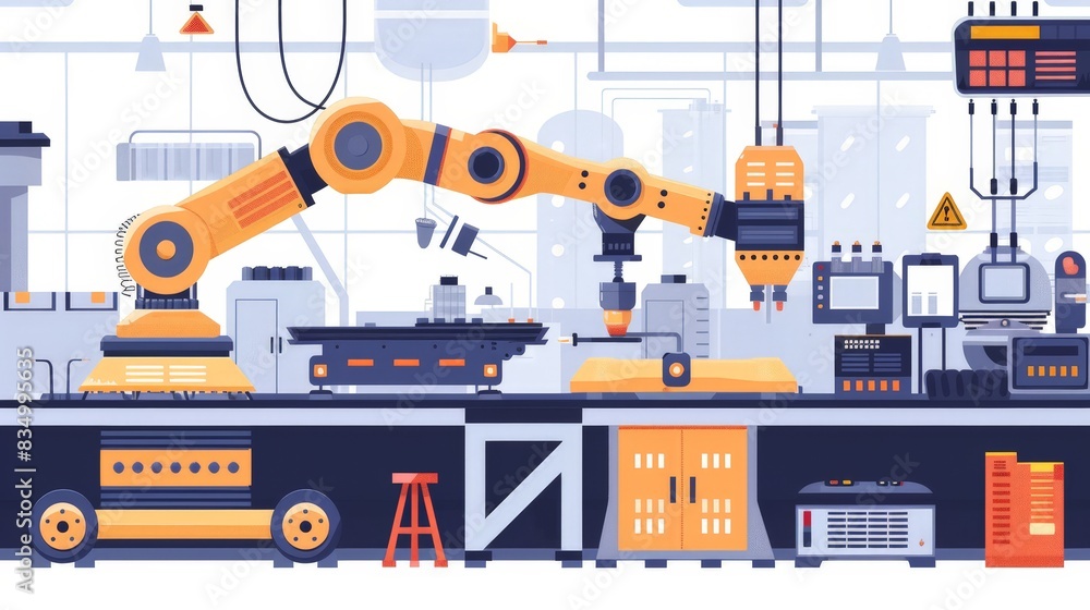Poster create an infographic on the principles of robotics and automation. include examples of industrial r
