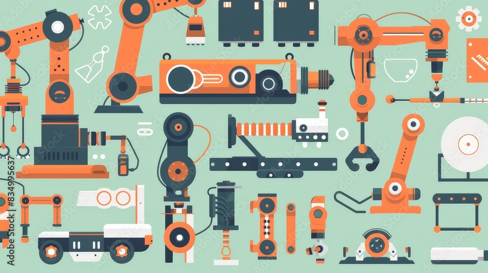 Poster create an infographic on the principles of robotics and automation. include examples of industrial r