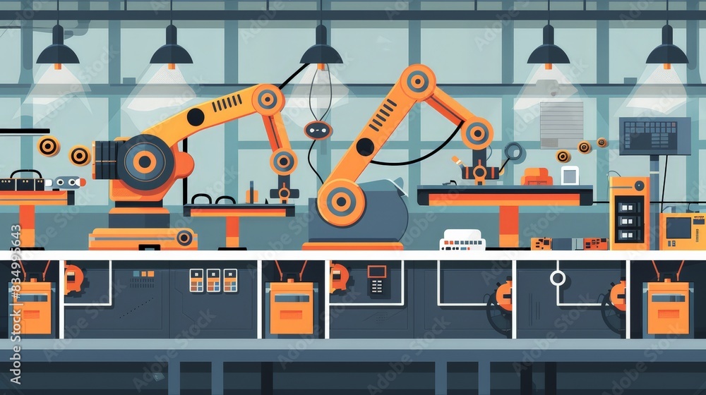 Poster create an infographic on the principles of robotics and automation. include examples of industrial r