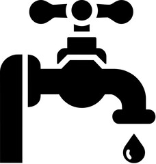 Water Tap with Dripping Water Icon
