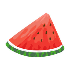 Hand drawn watermelon slace. Single element isolated on white background.