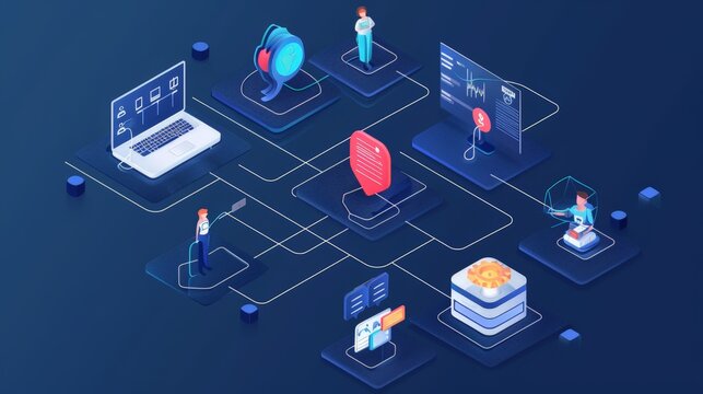 Design a visual representation of the AI development process. Cover stages from data collection and preprocessing to model deployment and monitoring.