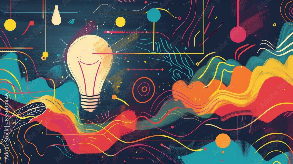 Poster design a visual representation of the innovation mindset. include key attributes such as curiosity, 