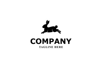 jumping rabbit silhouette minimal logo