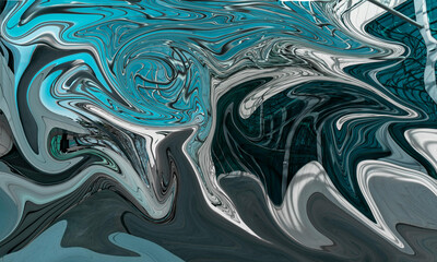 Painting art illustrations with a combination of blue, black and silver with shiny oil paint effects can be used as a background