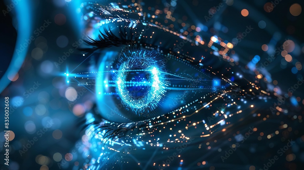 Aufkleber futuristic ai eye symbolizing innovative use of artificial intelligence in business automation and e