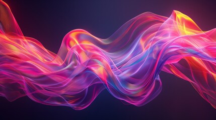 A dynamic, fluid composition of neon ribbons