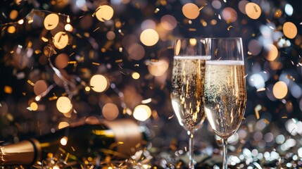 glamorous new years eve party with confetti champagne and fireworks celebration photo backdrop