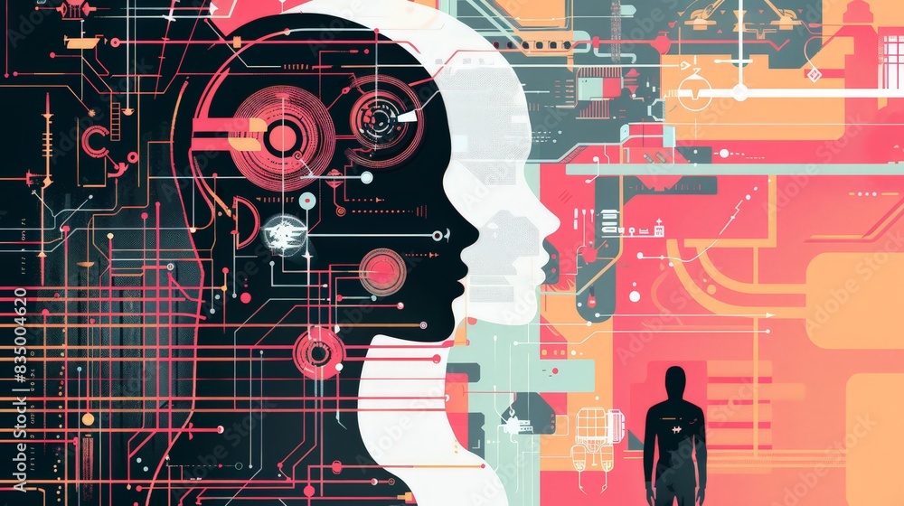 Poster design an infographic on the societal impact of ai. discuss both positive effects like increased eff
