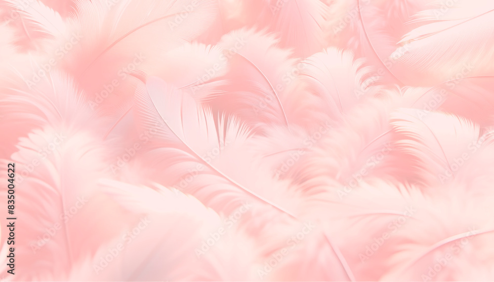 Poster soft pink feathers fill the frame on a light pink background, giving a gentle and serene visual conc
