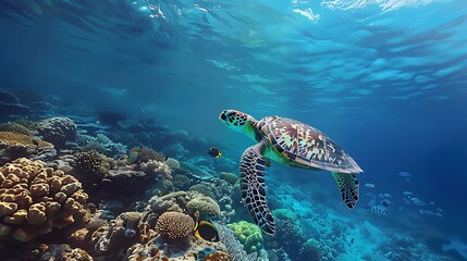 Naklejka premium Illustrate the role of healthy oceans in supporting global biodiversity and climate stability, promoting conservation efforts