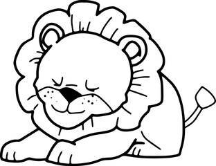 Cute lion, cartoon animal, wild animal, zoo, coloring book, hand drawn, illustration, wearing white