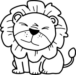 Cute lion, cartoon animal, wild animal, zoo, coloring book, hand drawn, illustration, wearing white