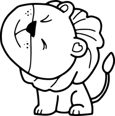 Cute lion, cartoon animal, wild animal, zoo, coloring book, hand drawn, illustration, wearing white
