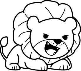 Cute lion, cartoon animal, wild animal, zoo, coloring book, hand drawn, illustration, wearing white