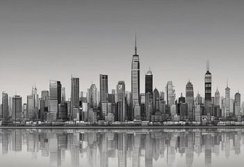 Obraz premium minimal city skyline for skyscrapers with simple colors 