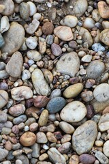 Texture of stony soil in the river.