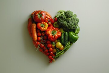 sayuran segar membentuk simbol hati.