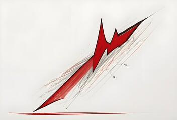 Red arrow up line hand drawn white background sweet pic