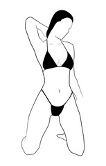 woman bikini panties black and white drawing