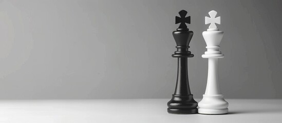 Artful chess king queen on board, international chess day concept