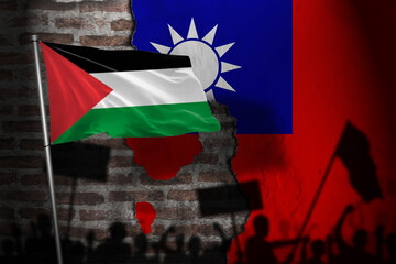 Shadows of Palestinian-supporting demonstrators in taiwan