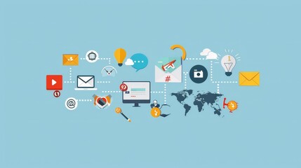 Develop an infographic on the evolution of digital communication. Trace the journey from email and instant messaging to social media and video conferencing.