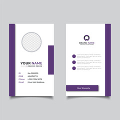 Simple Clean Purple Id Card Design, Modern Professional Identity Card Template Vector Design