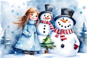two snowmen on snow