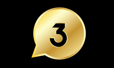 Number 3D Gold Logo Circle Triangle Modern