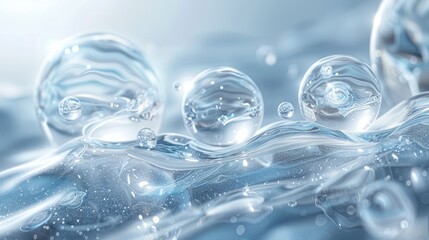 Abstract Closeup of Water Droplets with a Blueish Hue and a Light, Smooth Texture