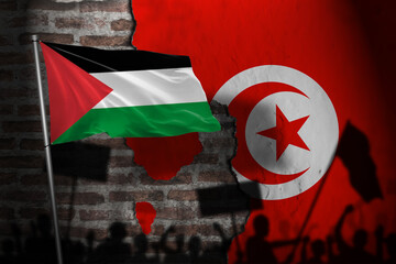 Shadows of Palestinian-supporting demonstrators in tunisia