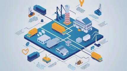Obraz premium Develop an infographic on the role of digital technology in supply chain management. Explain how tools like RFID, blockchain, and AI enhance efficiency and transparency.