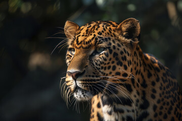Naklejka premium Close-up portrait of a leopard in natural habitat
