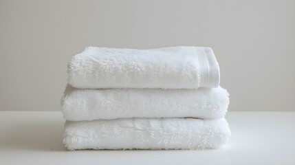 Stacked white Towels on a white Background