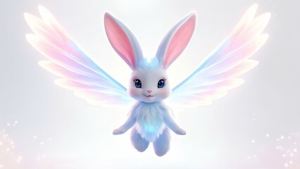 A pastel-hued fairy bunny with wings emitting a gentle glow