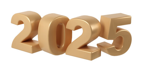 Happy New Year 2025 with shiny 3D icon numbers. Holiday christmas golden celebration design. Premium element Illustration for poster, banner, calendar and greeting card