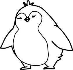 Cute penguin, cartoon animal, wild animal, zoo, coloring book, hand drawn, illustration, wearing white