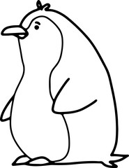 Cute penguin, cartoon animal, wild animal, zoo, coloring book, hand drawn, illustration, wearing white