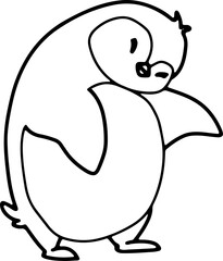 Cute penguin, cartoon animal, wild animal, zoo, coloring book, hand drawn, illustration, wearing white