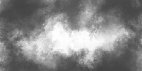Sky with black and white cloud textured background. Design for your date, postcard, banner. Clouds in the fog. Dark gray, indigo watercolor splash background.