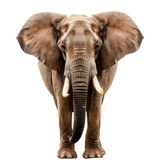 Obraz premium Big African Elephant isolated on transparent background, wild life concept, realistic illustration, generative ai