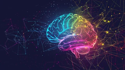 neurodiversity brain network colorful abstract interconnected lines mental health awareness illustration