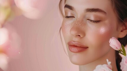 radiant woman with flawless skin natural beauty and wellness concept cosmetics advertisement