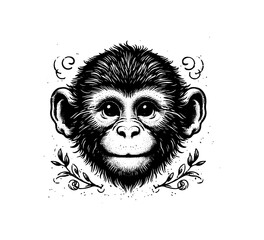 monkey hand drawn vintage vector 