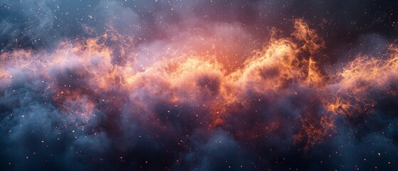 Naklejka premium A space filled with orange and blue clouds with a lot of fire