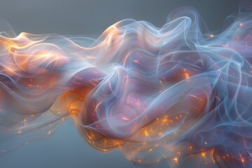 Opalescent Smoke Rings: Wisps of translucent smoke, captured and solidified in a mesmerizing dance, swirl and loop to form a series of interlinked rings.
