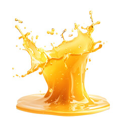 yellow liquid splash, orange juice, transparent background, PNG file, 3d illustration 